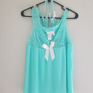 Aqua Turquoise Sheer Lace Babydoll lingerie set